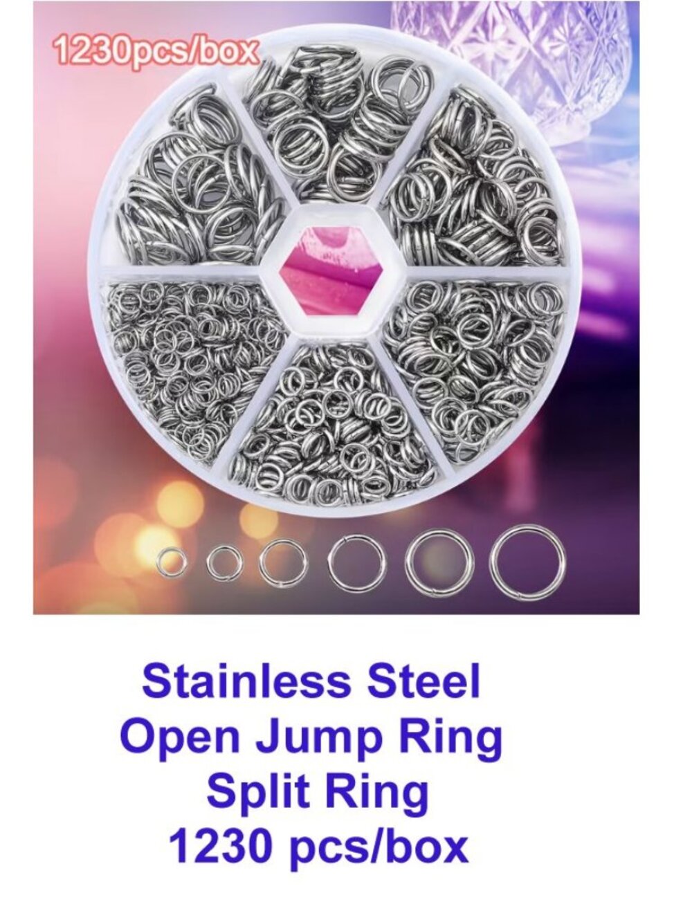 Stainless Steel Open Jump Ring Split Ring 1230pcs